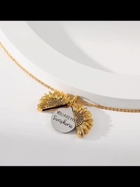 Sunflower 'You Are My Sunshine' Gold Pendant Necklace